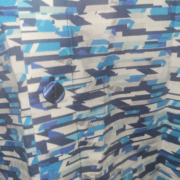 Calvin Klein Pixelated Mosaic Blue Button Down Shirt - Picture 6 of 13